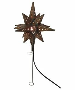 Best Sale ✔️ Quintana Roo Tin Moravian Star Light Tree Topper, Copper ✔️