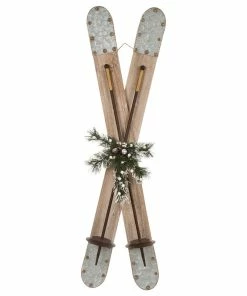 Flash Sale ⭐ Glitzhome 35" 🎁 Christmas Wooden/Galvanized Ski Decor 🤩