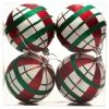 Coupon 🎉 Queens Of 🔔 Christmas 80Mm 3" Red, Green And White Plaid Ball Ornament, 4 Pack ❤️