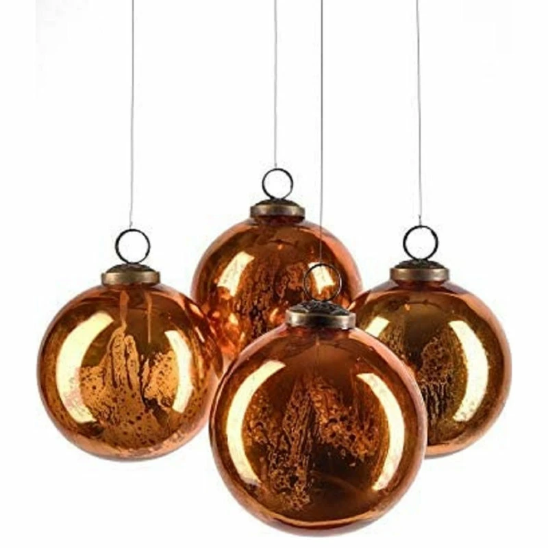 Hot Sale π Serene Spaces Living Set Of 4 Antique Mercury Glass Balls, Available, 5 Color, Antique Copper π―