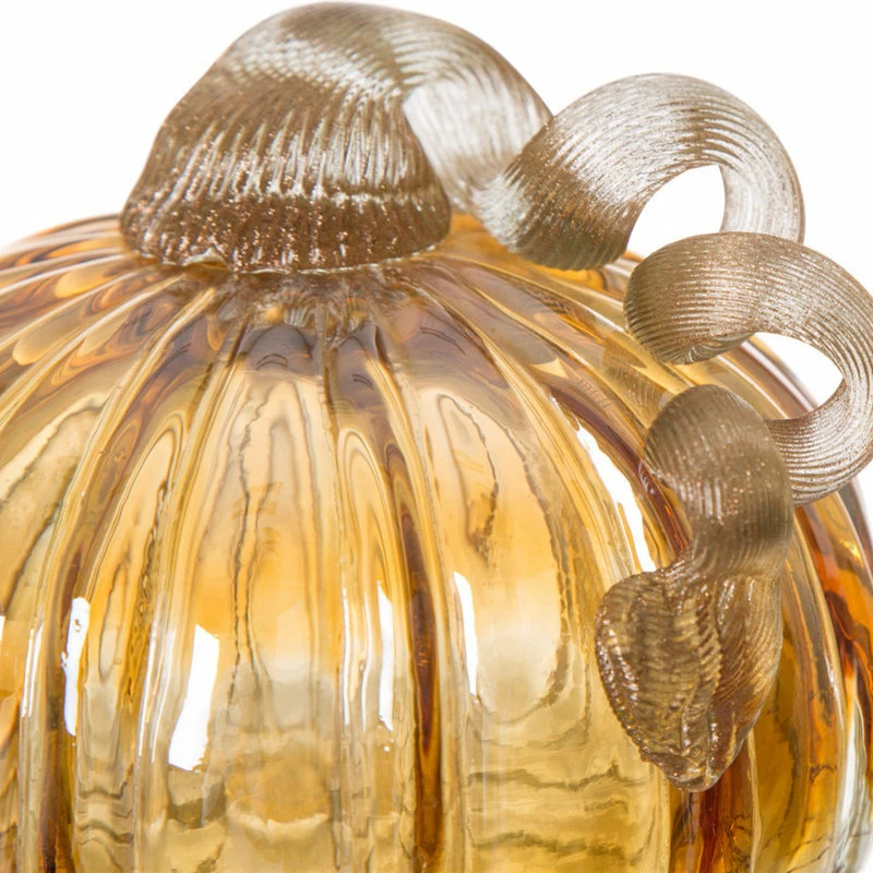 Best deal ๐ Glitzhome Amber Crackle Glass Pumpkin ๐ - Image 3