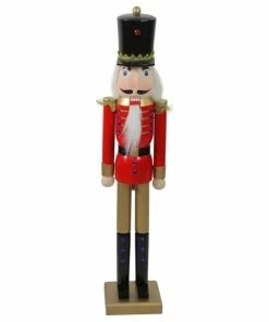 New 🌟 Northlight Seasonal 36.25" Red And Gold Wooden 🎄 Christmas Nutcracker Soldier ❤️