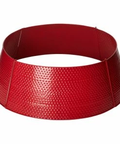 Cheap 🛒 Glitzhome 🎄 Christmas Red 🔨 Hammered Metal Tree Collar, 40.5"D 👍