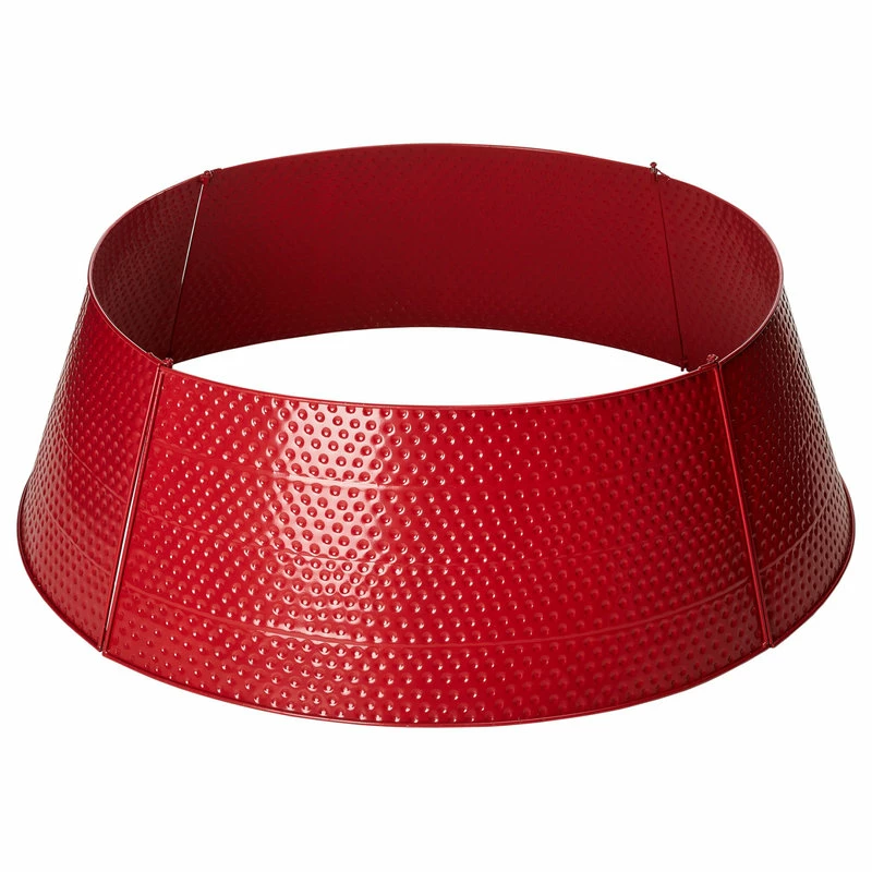 Cheap 🛒 Glitzhome 🎄 Christmas Red 🔨 Hammered Metal Tree Collar, 40.5"D 👍