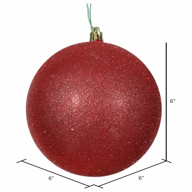 Coupon 👍 Vickerman Company Vickerman N591503DG 6" Red Glitter Ball Ornament, 4 Per Bag ❤️ - Image 2