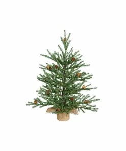 Best deal 🎉 Vickerman Company Vickerman Carmel Pine Tree With Pine Cones And Burlap Base, 18" ✨