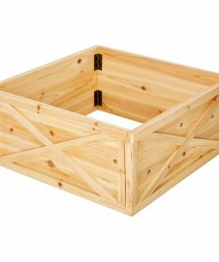 New ๐ฏ Glitzhome Natural Wooden Tree Collar, 26"Lx26"W โ