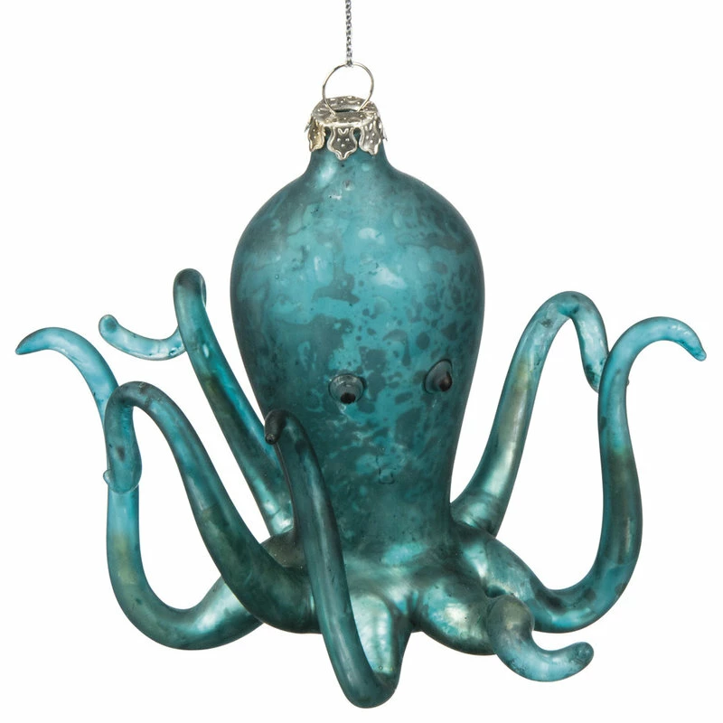 Best deal 👍 Primitives By Kathy Teal Green Octopus Glass 🎁 Christmas Holiday Ornament 😍