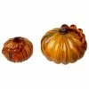 Promo ✨ Glitzhome Set Of 2 Multi Striped Glass Short Pumpkin ✨