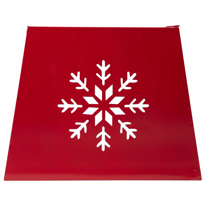 Brand new 😀 Glitzhome Red Hexagonal Metal Cutout Snowflake Tree Collar With Light String, 26"D 👏 - Image 5