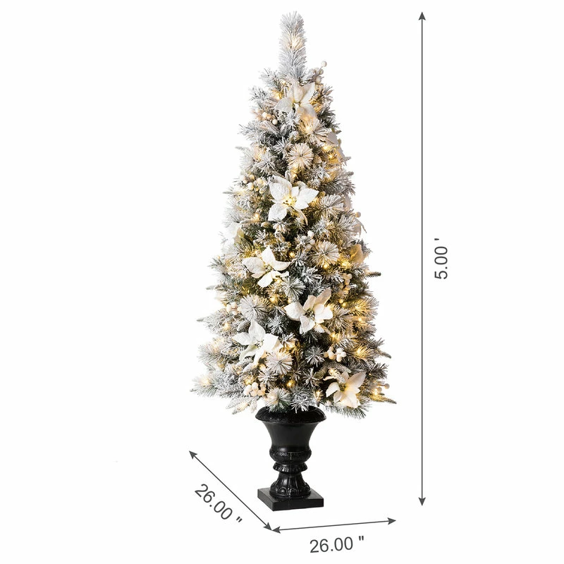 Deals ⭐ Glitzhome Pre-Lit Pine Artificial ❄ Christmas Porch Tree, 5ft 👏 - Image 2