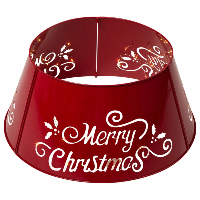 Best Pirce ๐ Glitzhome 26"D "Merry ๐ Christmas" Diecut Metal Tree Collar With Light String ๐ - Image 7