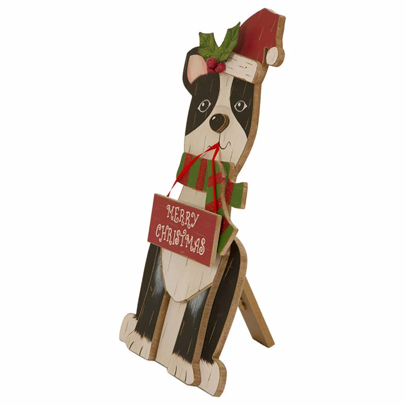 Cheapest โ Glitzhome 16" Wooden ๐
Christmas Figurines Decor, ๐ถ Dog ๐คฉ - Image 4