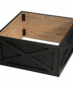 Best Sale 👏 Glitzhome Washed Wooden Tree Collar, Black, 22"lx22"w 🤩