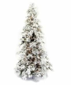 Wholesale ๐งจ Direct Export 12' Flocked Pine Long Needle Prelit Artificial ๐ Christmas Tree ๐
