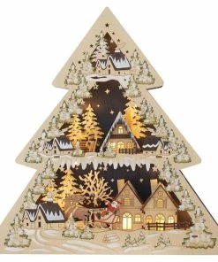 Deals ๐ Kurt S. Adler, Inc. Kurt Adler 17" Battery-Operated Light Up Wooden Tree Shaped Village ๐