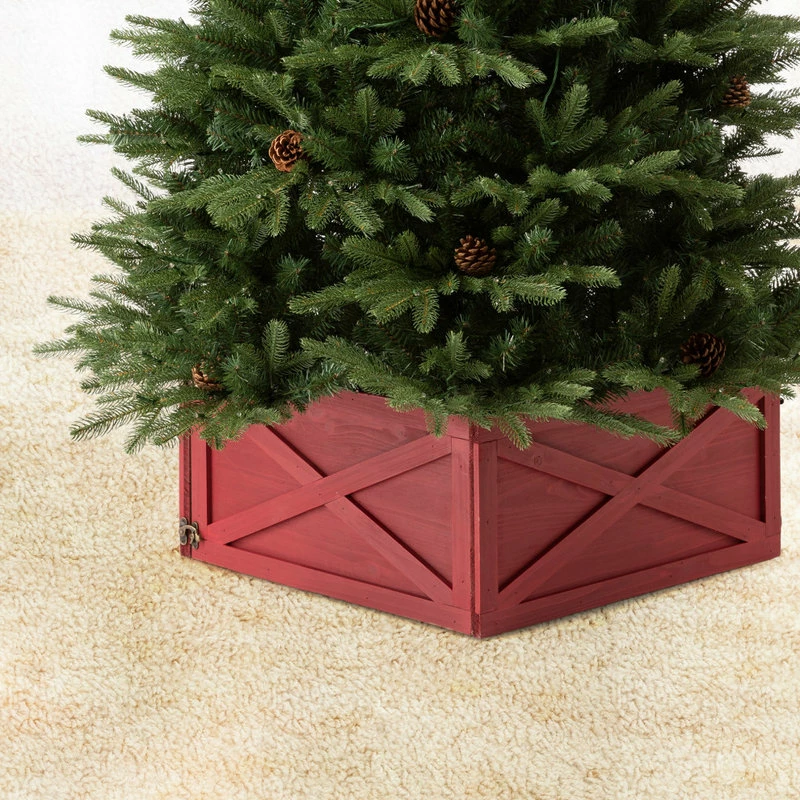 Cheapest 🛒 Glitzhome 22"L Red Wooden Tree Collar 👏 - Image 10