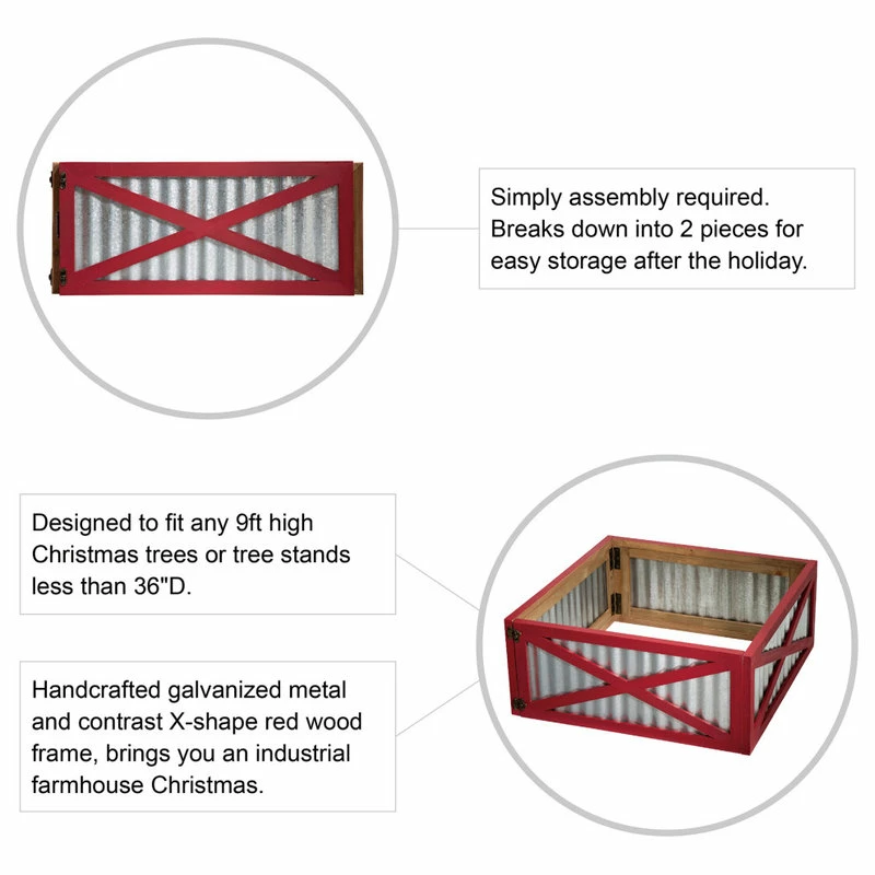 Buy ๐งจ Glitzhome Galvanized Corrugated Metal And Wooden Tree Collar โญ - Image 9