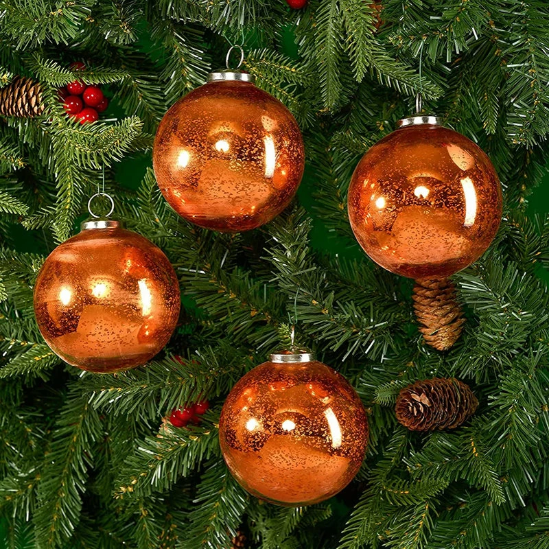 Hot Sale π Serene Spaces Living Set Of 4 Antique Mercury Glass Balls, Available, 5 Color, Antique Copper π― - Image 2