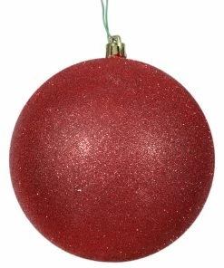 Coupon 👍 Vickerman Company Vickerman N591503DG 6" Red Glitter Ball Ornament, 4 Per Bag ❤️