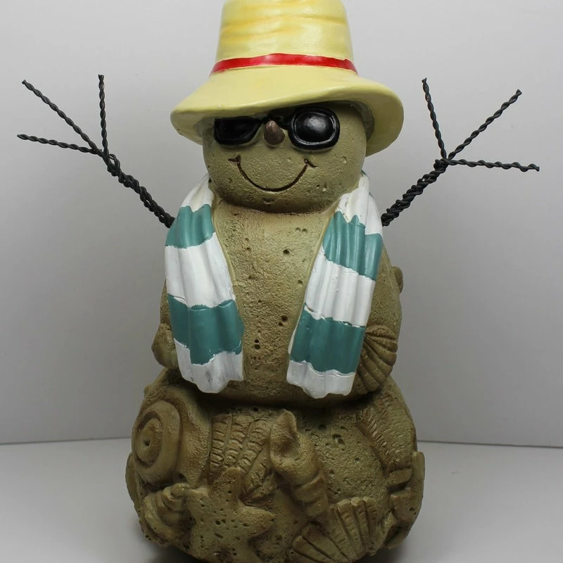 Best deal ✔️ Young's Coastal Beach Cool Shades Sand Snowman 7 Inch Tier Tray Tabletop WinterFigurine ❤️ - Image 2