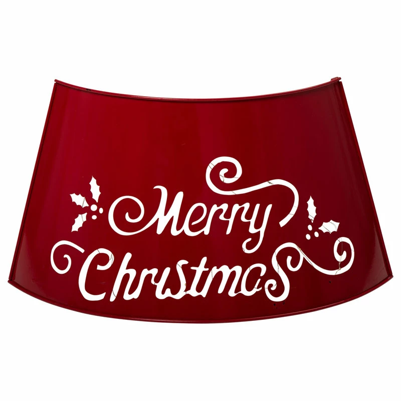 Best Pirce ๐ Glitzhome 26"D "Merry ๐ Christmas" Diecut Metal Tree Collar With Light String ๐ - Image 5