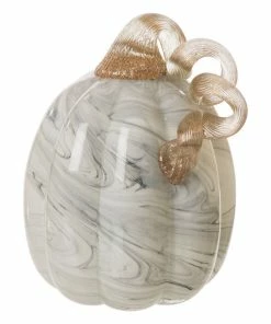 Best Sale ✔️ Glitzhome Gray Marble Tall Glass Pumpkin 5.71"H 🌟