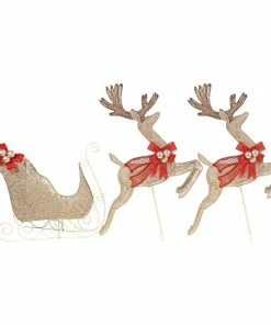Best deal ✔️ Puleo Asia Limited Holiday Wonderland Mesh Champagne Lighted Sleigh/Reindeer Set 🛒