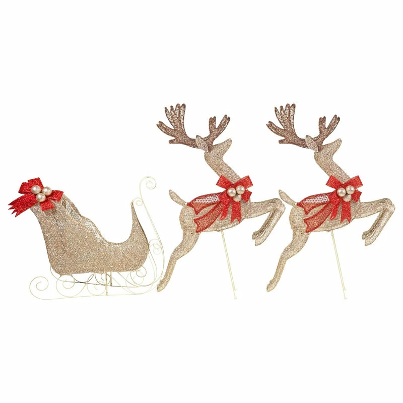 Best deal ✔️ Puleo Asia Limited Holiday Wonderland Mesh Champagne Lighted Sleigh/Reindeer Set 🛒