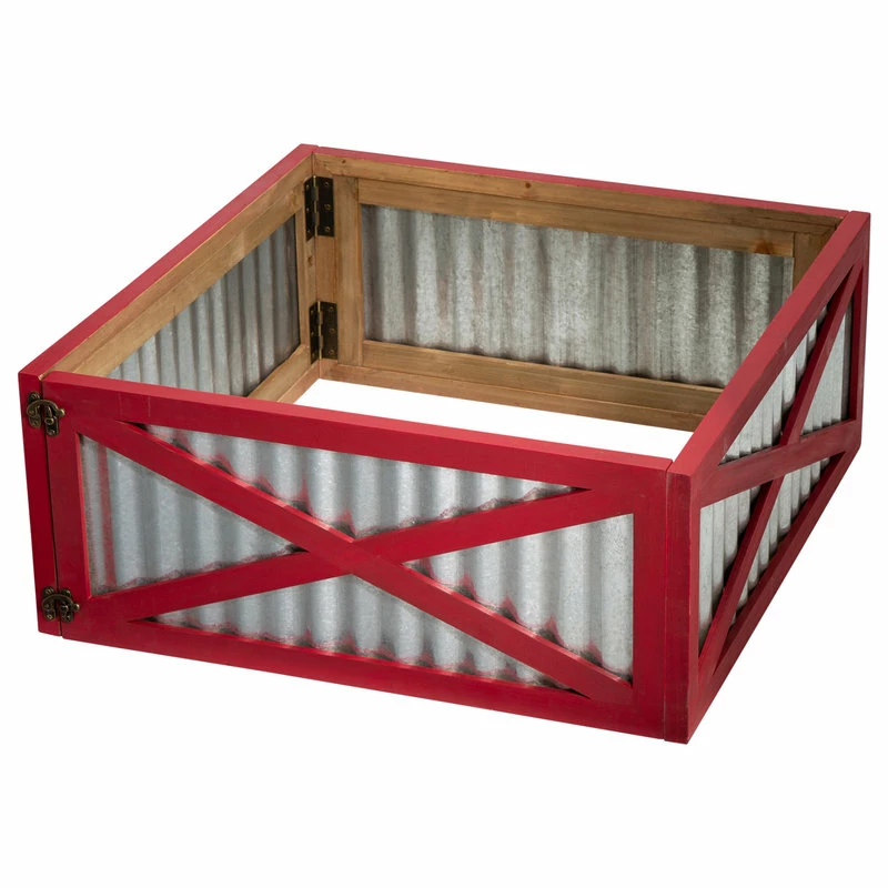 Buy ๐งจ Glitzhome Galvanized Corrugated Metal And Wooden Tree Collar โญ