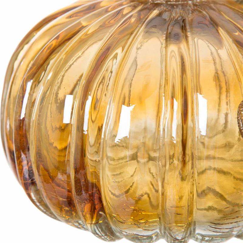 Best deal ๐ Glitzhome Amber Crackle Glass Pumpkin ๐ - Image 2