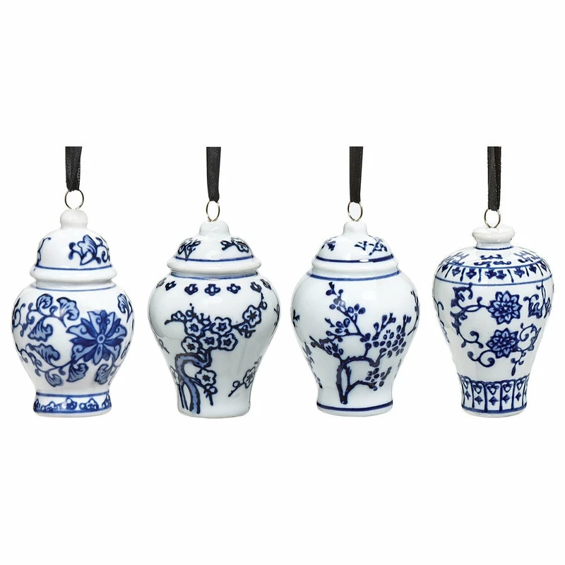 Cheapest 😉 BANDWAGON Ginger Jar Ornaments For 🎄 Christmas Tree,Set Of 4 Chinoiserie 🎄 Christmas Ornament 🥰