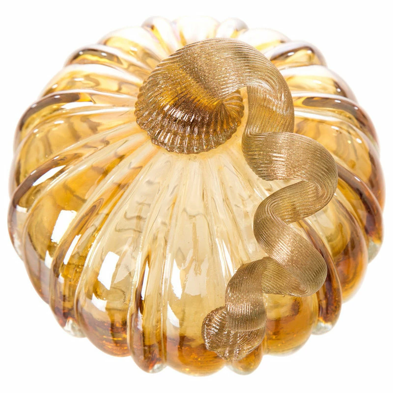 Best deal ๐ Glitzhome Amber Crackle Glass Pumpkin ๐ - Image 4