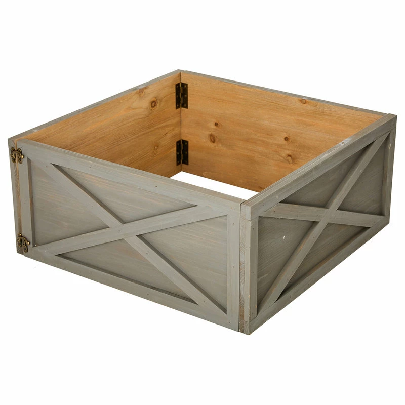 Discount ⌛ Glitzhome Washed Wooden Tree Collar, Gray, 26"lx26"w 🎁