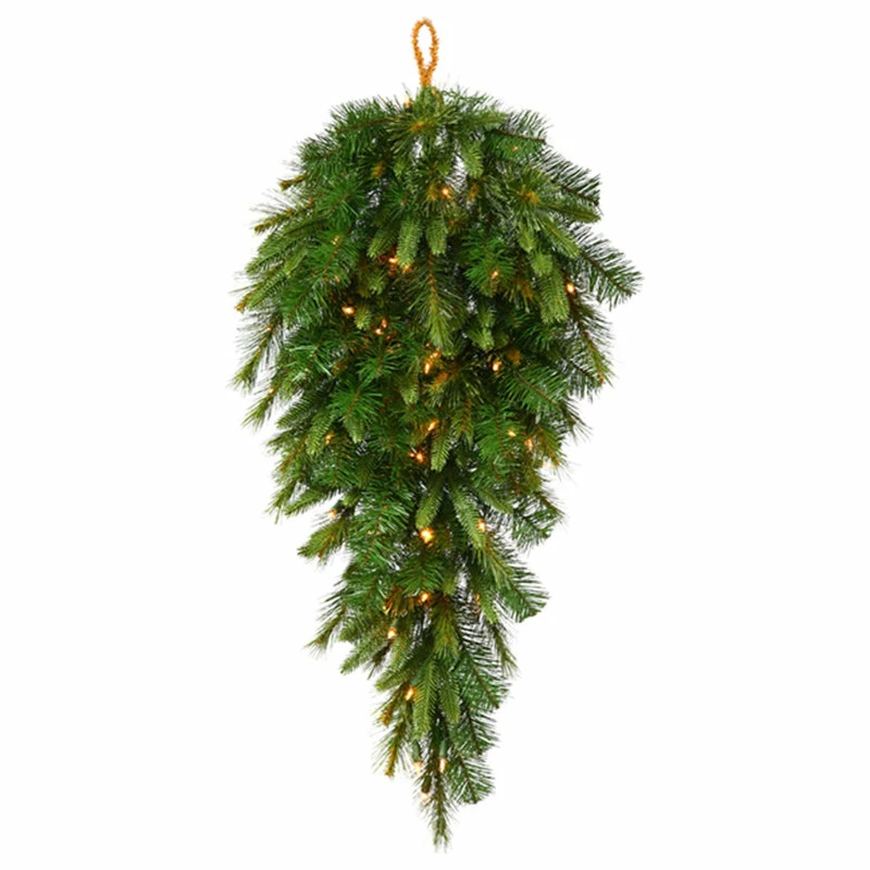 Best Sale 😍 Vickerman Company 36" Pre-Lit Battery Operated Mixed Pine Cashmere Teardrop Swag, Clear LED 😍