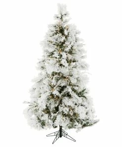 Hot Sale 😉 Fraser Hill Farm Flocked Snowy Pine 🔔 Christmas Tree, 9', Clear Led Lights 🥰