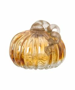 Best deal 🛒 Glitzhome Amber Crackle Glass Pumpkin 😉