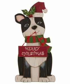 Cheapest ⌛ Glitzhome 16" Wooden 🎅 Christmas Figurines Decor, 🐶 Dog 🤩