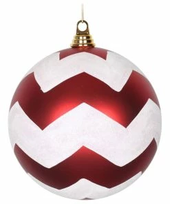 Best reviews of โญ Vickerman Company 8" Red-White Matte-Glitter Chevron Ball ๐
