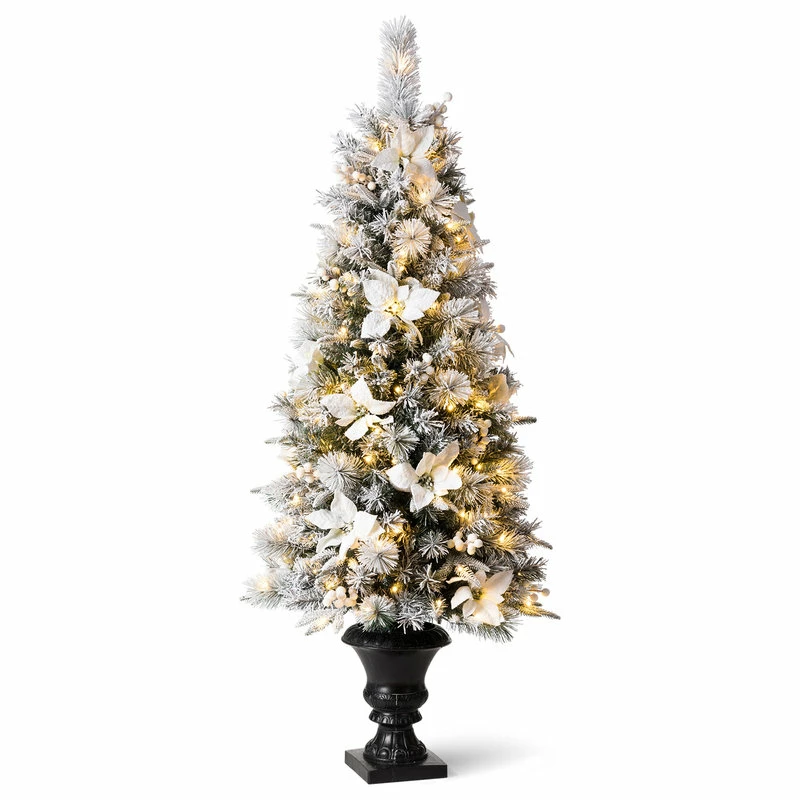 Deals ⭐ Glitzhome Pre-Lit Pine Artificial ❄ Christmas Porch Tree, 5ft 👏