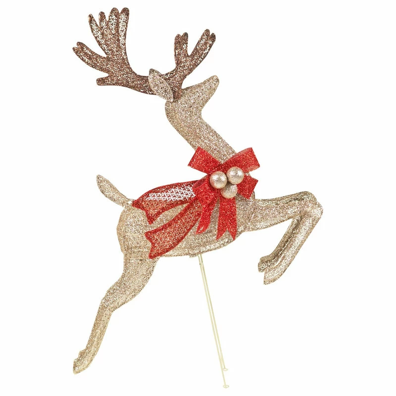 Best deal ✔️ Puleo Asia Limited Holiday Wonderland Mesh Champagne Lighted Sleigh/Reindeer Set 🛒 - Image 5