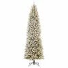 Best deal 😉 Glitzhome 9ft Pre-Lit Flocked Pencil Fir Artificial 🎄 Christmas Tree With 600 Warm Light ⌛