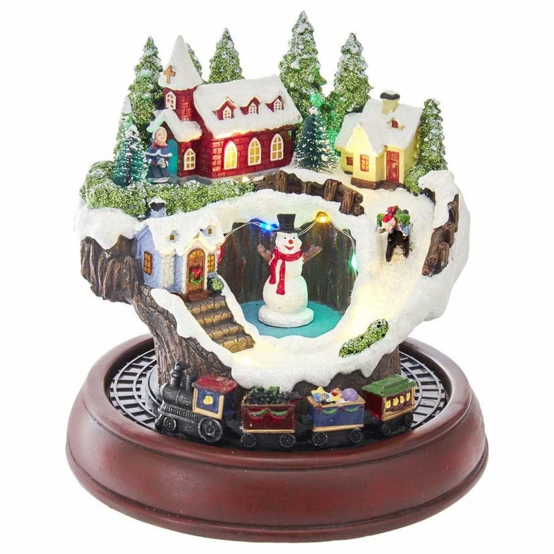 Promo ๐ Kurt S. Adler, Inc. Kurt Adler 7.5" Battery-Operated LED Musical Village And Train Table Piece ๐