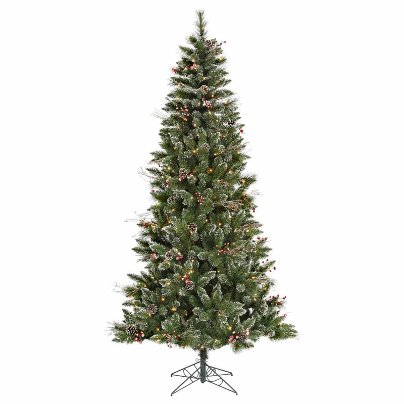 Best Sale 🎁 Vickerman Company Vickerman Snow Tip Berry Tree, Dura-Lit 250 Clear, 6'x36" 🔥