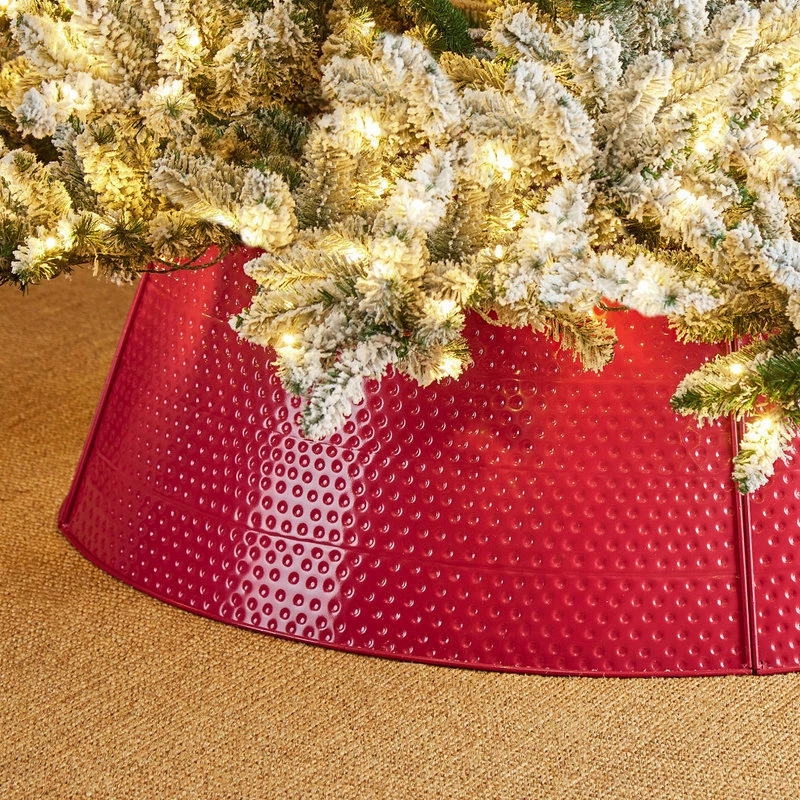 Cheap 🛒 Glitzhome 🎄 Christmas Red 🔨 Hammered Metal Tree Collar, 40.5"D 👍 - Image 7