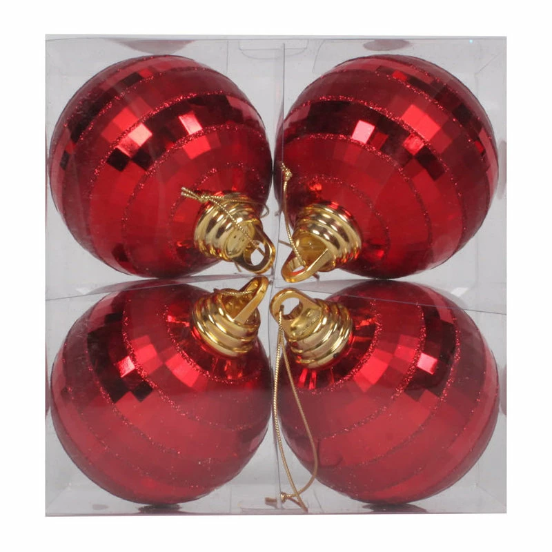 New ⭐ Vickerman Company Vickerman 4" Matte Mirror Ball, Set Of 4, Red And Green 🛒 - Image 2