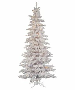 Top 10 ๐ Vickerman Company Vickerman Flocked White Slim Tree, 10', Clear Lights ๐