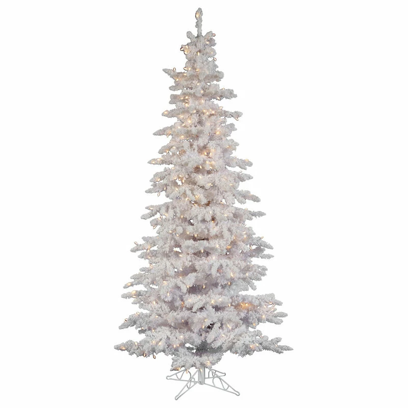 Top 10 👍 Vickerman Company Vickerman Flocked White Slim Tree, 10', Clear Lights 👏