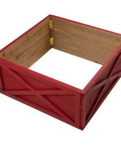 Buy 👏 Glitzhome 26"L Red Wooden Tree Collar 🔔