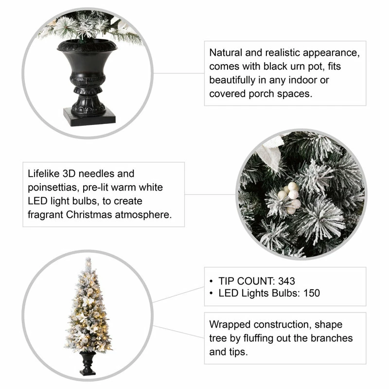 Deals ⭐ Glitzhome Pre-Lit Pine Artificial ❄ Christmas Porch Tree, 5ft 👏 - Image 3